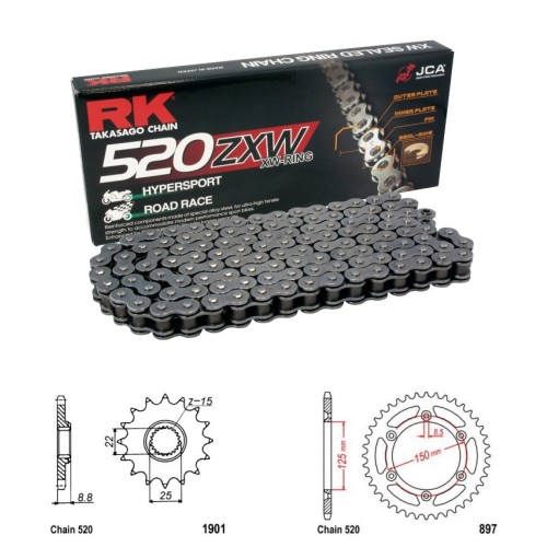 Řetězová sada RK ZW-ring KTM 400 EXC rok 03-08