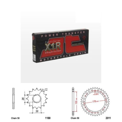 Řetězová sada JT X-ring TRIUMPH 955 Speed Triple rok 99-01