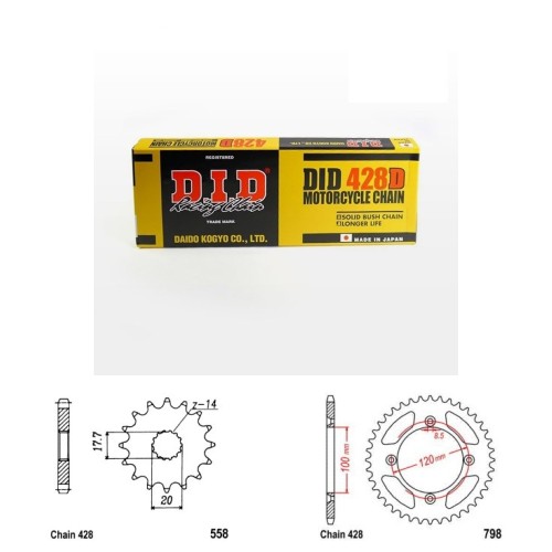 DID Řetězová sada D.I.D standard YAMAHA YZ 85 (malá kola) rok 02-21