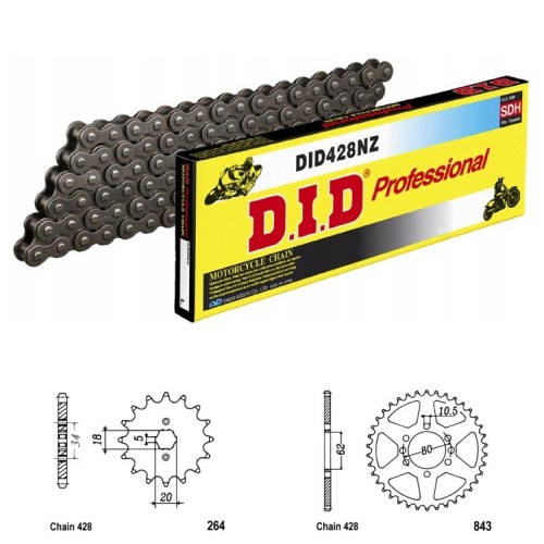 DID Řetězová sada D.I.D NZ YAMAHA DT 125 Z rok 92-93