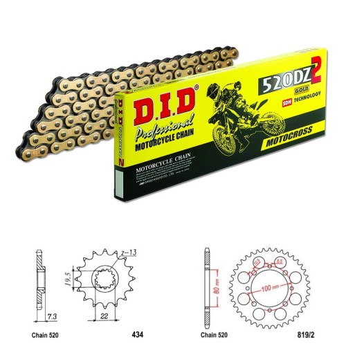 DID Řetězová sada D.I.D Special GOLD SUZUKI GZ 250 Marauder rok 04-10