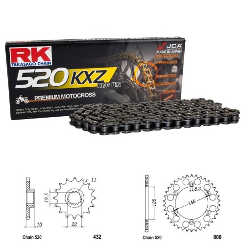Řetězová sada RK KXZ Premium SUZUKI RM 250 rok 04-09