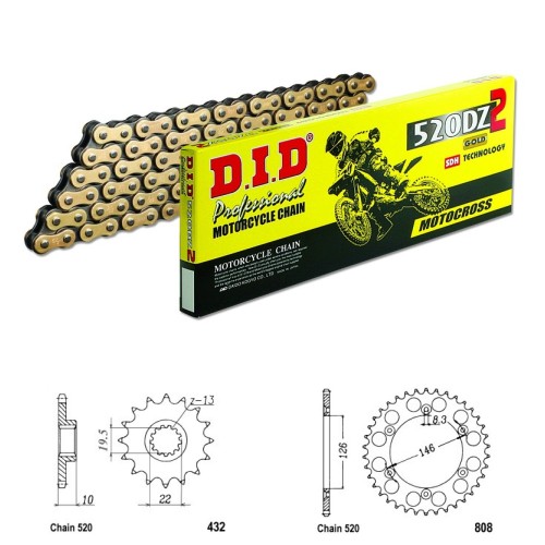 DID Řetězová sada D.I.D Special GOLD SUZUKI DR 350 SE rok 97-98