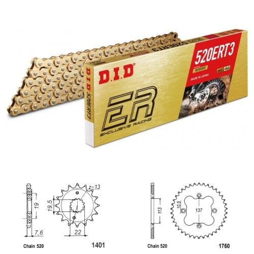 DID Řetězová sada D.I.D Exclusive Racing GOLD SUZUKI LT-R 450 Quadracer rok 06-09
