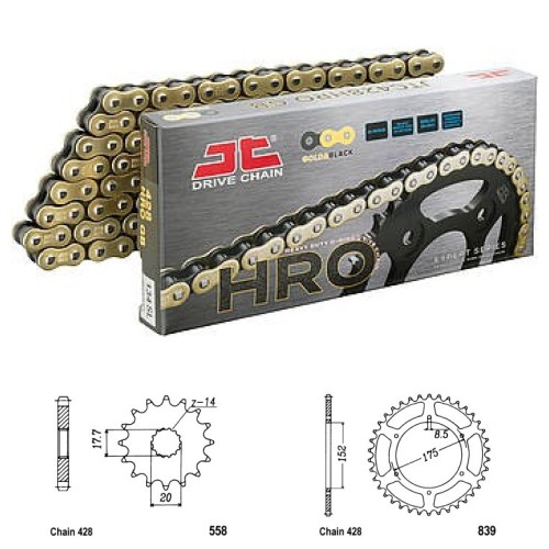 Řetězová sada JT O-ring GOLD YAMAHA TDR 125 rok 89-92