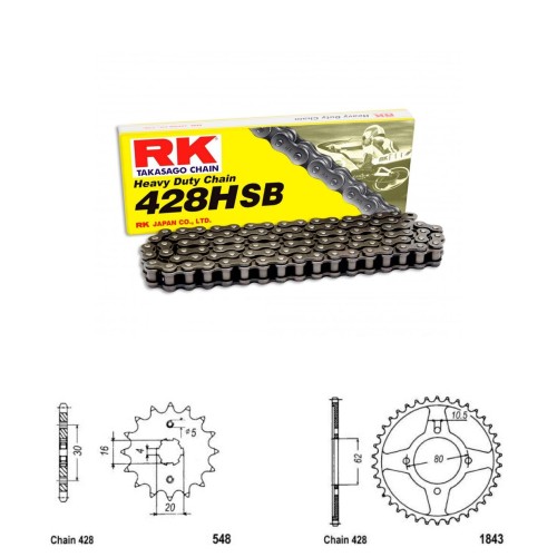 Řetězová sada RK HSB Heavy Duty YAMAHA TT-R 125 rok 02-04