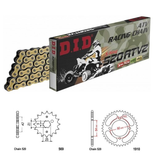 DID Řetězová sada D.I.D X-ring GOLD YAMAHA YFM 125 S Grizzly rok 04-15