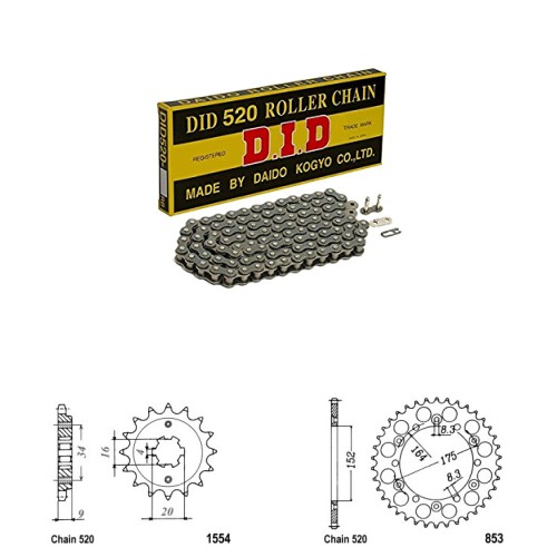 DID Řetězová sada D.I.D YAMAHA YFS 200 Blaster rok 88-06