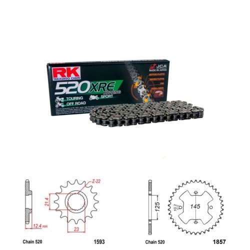 Řetězová sada RK W-ring YAMAHA YFM 250 R-X Raptor rok 08-15