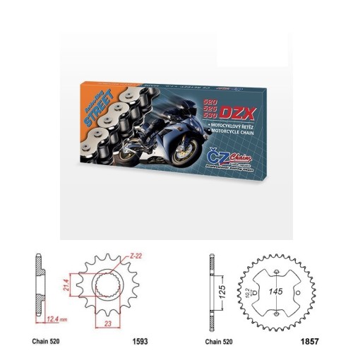 Řetězová sada s ČZ X-ring YAMAHA YFM 250 R-X Raptor rok 08-15