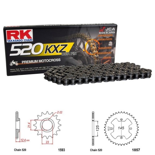 Řetězová sada RK KXZ Premium YAMAHA YFM 250 R-X Raptor rok 08-15