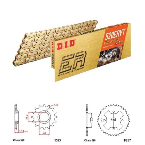 DID Řetězová sada D.I.D X.ring Exclusive Racing GOLD YAMAHA YFM 250 R-X Raptor rok 08-15