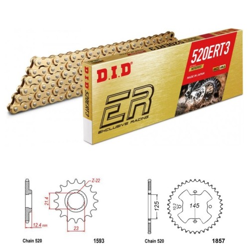 DID Řetězová sada D.I.D Exclusive Racing GOLD YAMAHA YFM 250 R-X Raptor rok 08-15