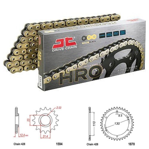 Řetězová sada JT O-ring GOLD YAMAHA YBR 250 rok 07-15