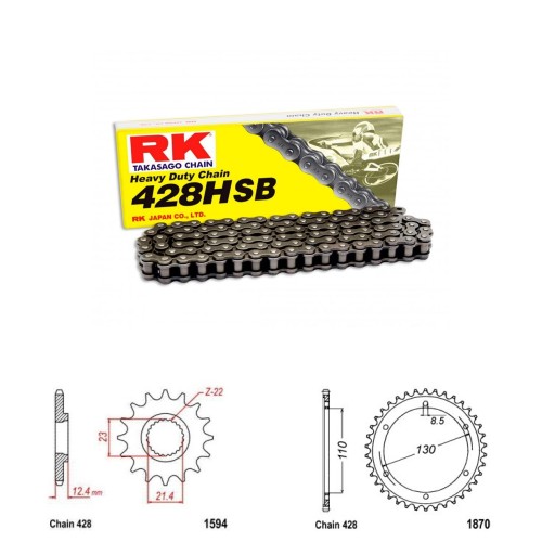 Řetězová sada RK HSB Heavy Duty YAMAHA YBR 250 rok 07-15