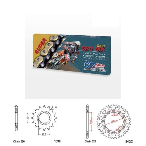 Řetězová sada s ČZ MX GOLD YAMAHA WR 250 X rok 08-15