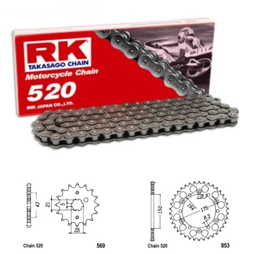 Řetězová sada RK YAMAHA YZ 250 rok 92