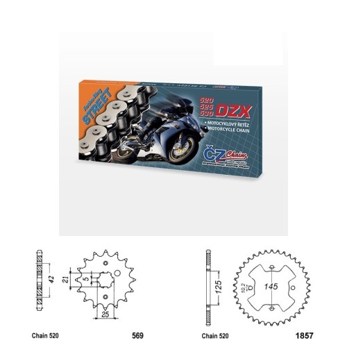 Řetězová sada s ČZ X-ring YAMAHA YFM 350 Raptor rok 04-15