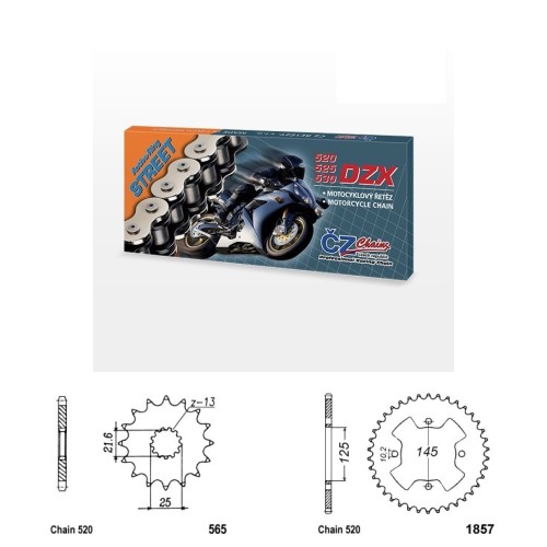 Řetězová sada s ČZ X-ring YAMAHA YFZ 450 S rok 04-15