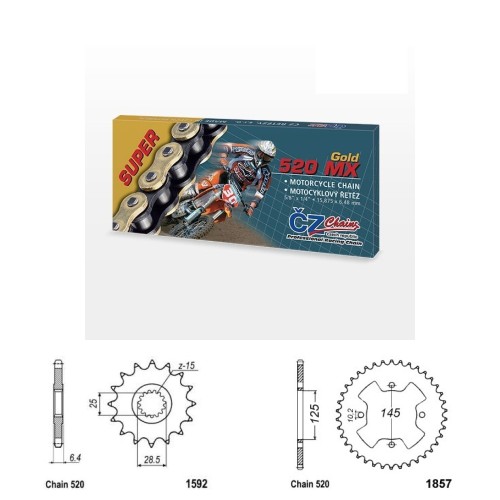 Řetězová sada s ČZ MX GOLD YAMAHA YFZ 450 R, X rok 09-24