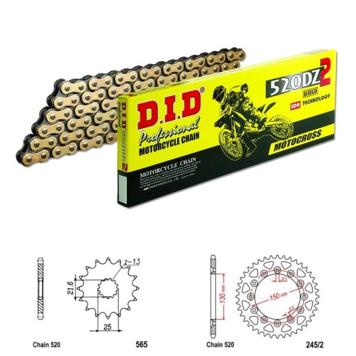 DID Řetězová sada D.I.D Special GOLD YAMAHA WR 450 F rok 12-16