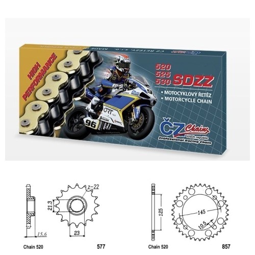 Řetězová sada s ČZ HX-ring SILVER YAMAHA XT 600 Z Tenere (89-94) rok 89-94