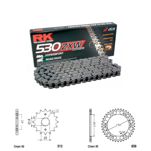 Řetězová sada RK ZW-ring YAMAHA YZF 600 R Thunder Cat (96-03) rok 96-03