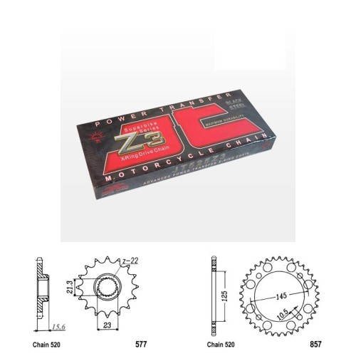 Řetězová sada JT ZX-ring YAMAHA XTZ 660 Tenere rok 91-95