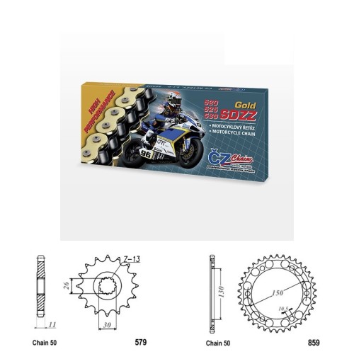 Řetězová sada s ČZ HX-ring GOLD YAMAHA FJ 1200 rok 91-94