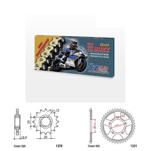 Řetězová sada s ČZ HX-ring GOLD HONDA CRF 1000 Africa Twin rok 16-17