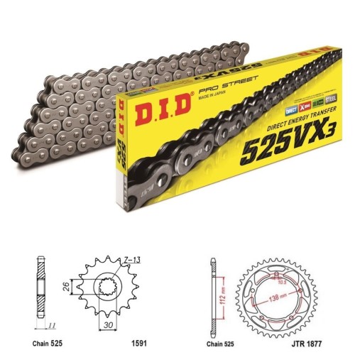 DID Řetězová sada D.I.D X-ring YAMAHA YZF 1000 R1 rok 15-25
