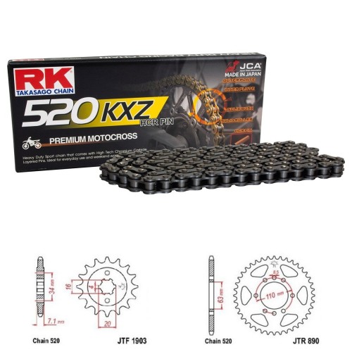 Řetězová sada RK KXZ Premium KTM 125 Duke rok 14-19