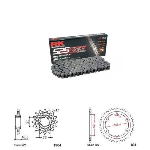 Řetězová sada RK ZW-ring KTM 1290 Super Duke R / GT rok 14-24