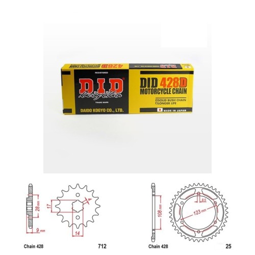 DID Řetězová sada D.I.D standard APRILIA 125 RS4 rok 11-20