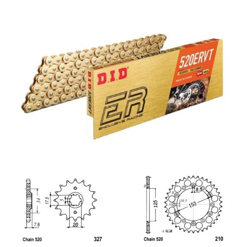 DID Řetězová sada D.I.D X.ring Exclusive Racing GOLD HONDA CRF 150 F (03-05) rok 06-17