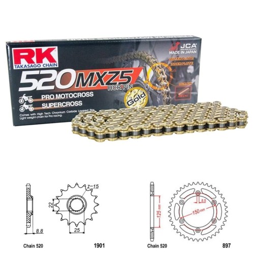 Řetězová sada RK MXZ5 GOLD KTM 150 SX rok 12-26