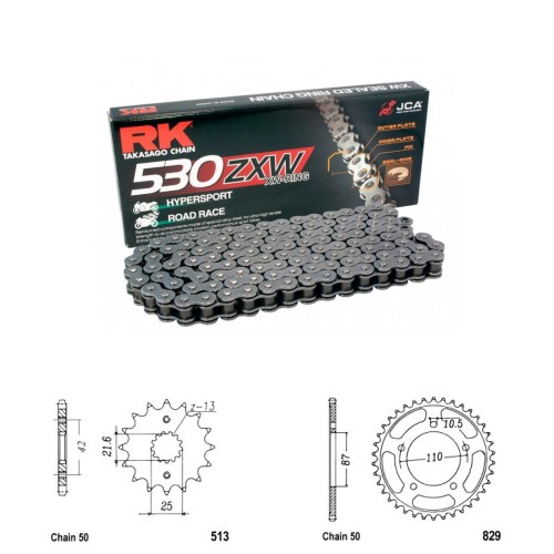 Řetězová sada RK ZW-ring SUZUKI GSF 650 Bandit ABS rok 05-06