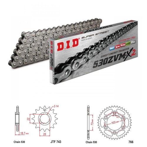 DID Řetězová sada D.I.D XX-ring DUCATI 1200 Enduro rok 16-18