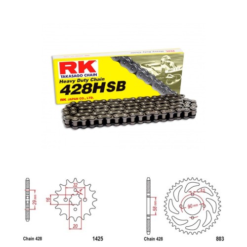 Řetězová sada RK HSB Heavy Duty SUZUKI GSX-R 125 rok 17-24