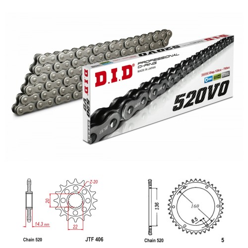 DID Řetězová sada D.I.D O-ring BMW G 310 R, GS rok 16-24