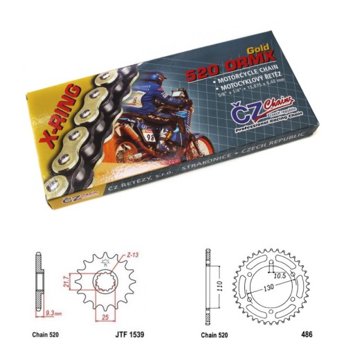 Řetězová sada s ČZ X-ring GOLD KAWASAKI KLE 300 Versys-X rok 17-24