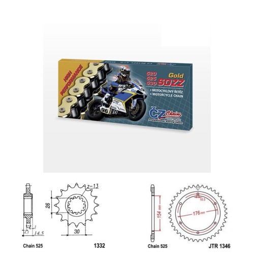 Řetězová sada s ČZ HX-ring GOLD HONDA CB 1000 RA rok 18-25