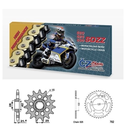 Řetězová sada s ČZ HX-ring Silver APRILIA 900 Shiver rok 17-21