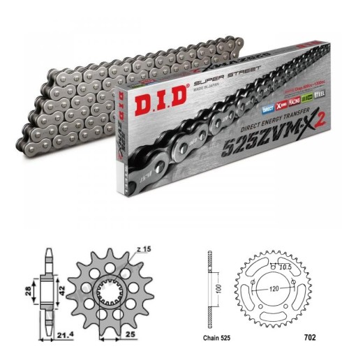 DID Řetězová sada D.I.D XX-ring APRILIA 900 Dorsoduro rok 17-21