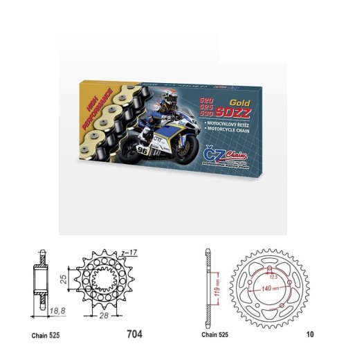 Řetězová sada s ČZ HX-ring GOLD BMW F 750 GS rok 18-24
