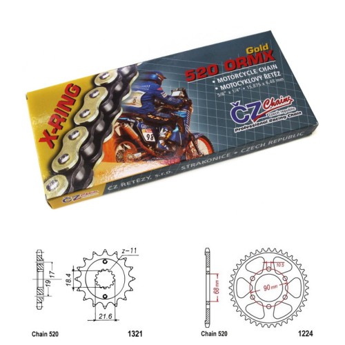 Řetězová sada s ČZ X-ring GOLD HONDA CB 300 R rok 18-25