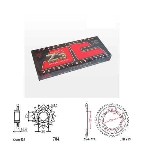Řetězová sada JT ZX-ring APRILIA 1100 Tuono rok 15-23