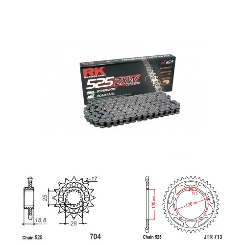 Řetězová sada RK ZW-ring APRILIA 1100 Tuono rok 15-23