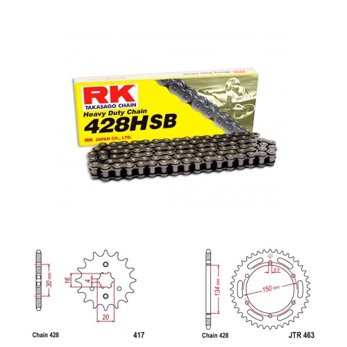 Řetězová sada RK HSB Heavy Duty KAWASAKI KMX 125 rok 86-03