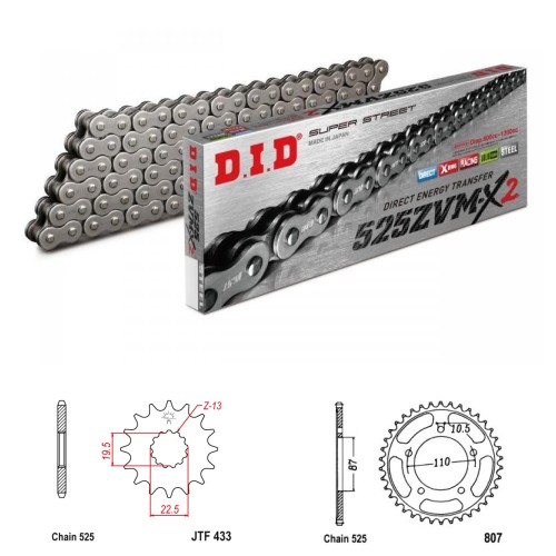 DID Řetězová sada D.I.D XX-ring SUZUKI GSF 400 Bandit rok 90-94